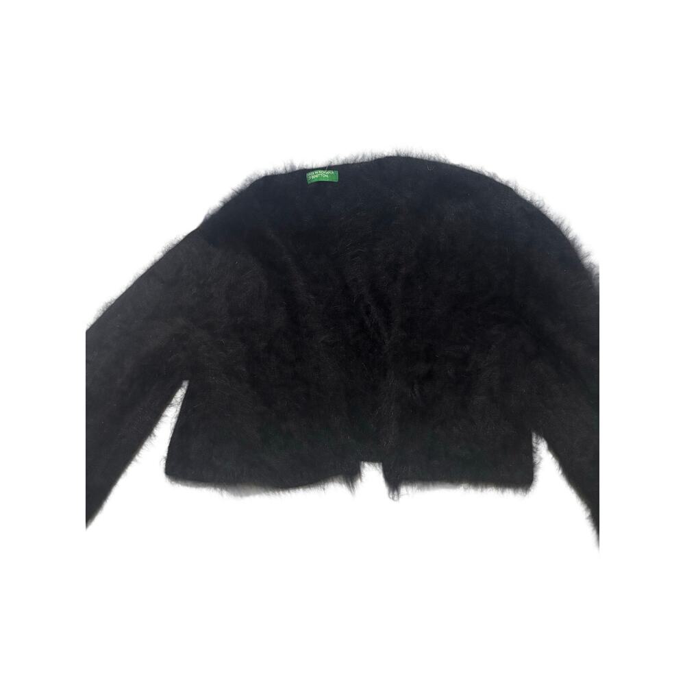 United Colors of Benetton vintage small black open front cardigan angora euc